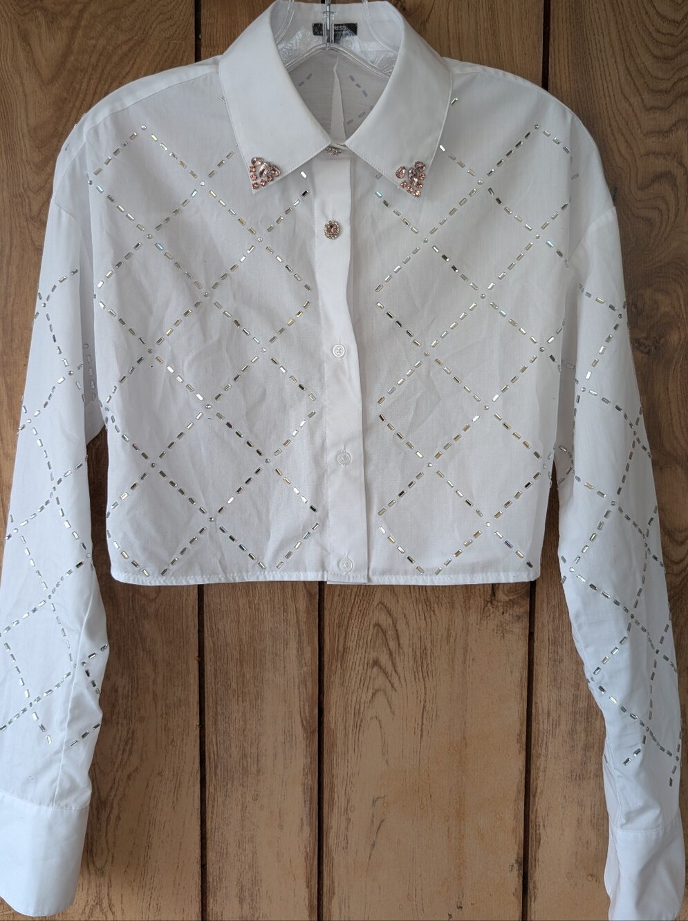 Cropped Express White Boyfriend Portofino Button-Up Shirt